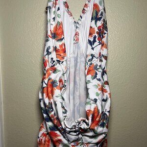 Neck Backless Ruched Tiered